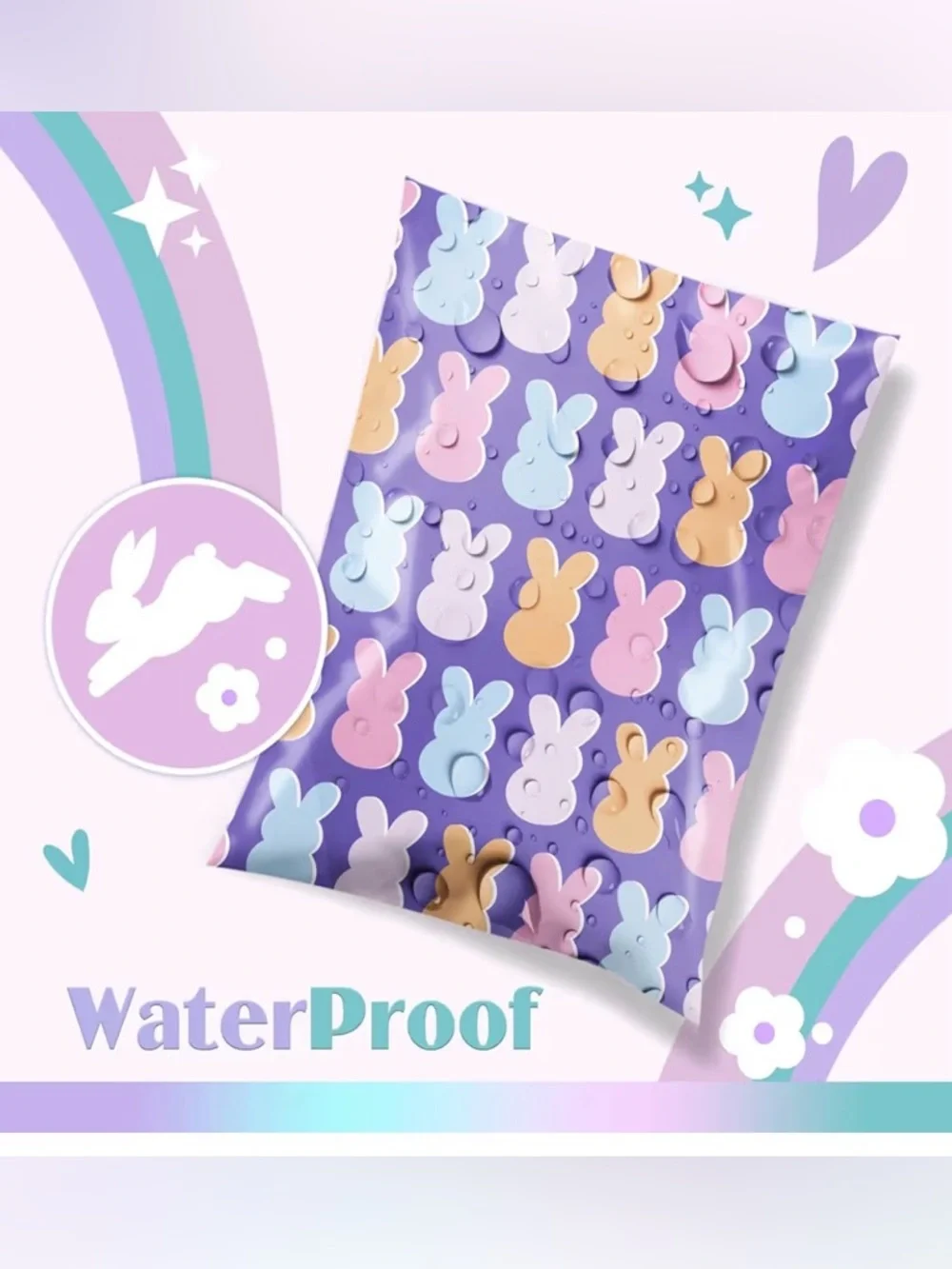 20 Poly Mailers 14.5 x 19 Pastel Bunny